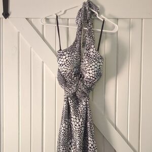 Alyn Paige Black and White Polka Dot Halter Maxi